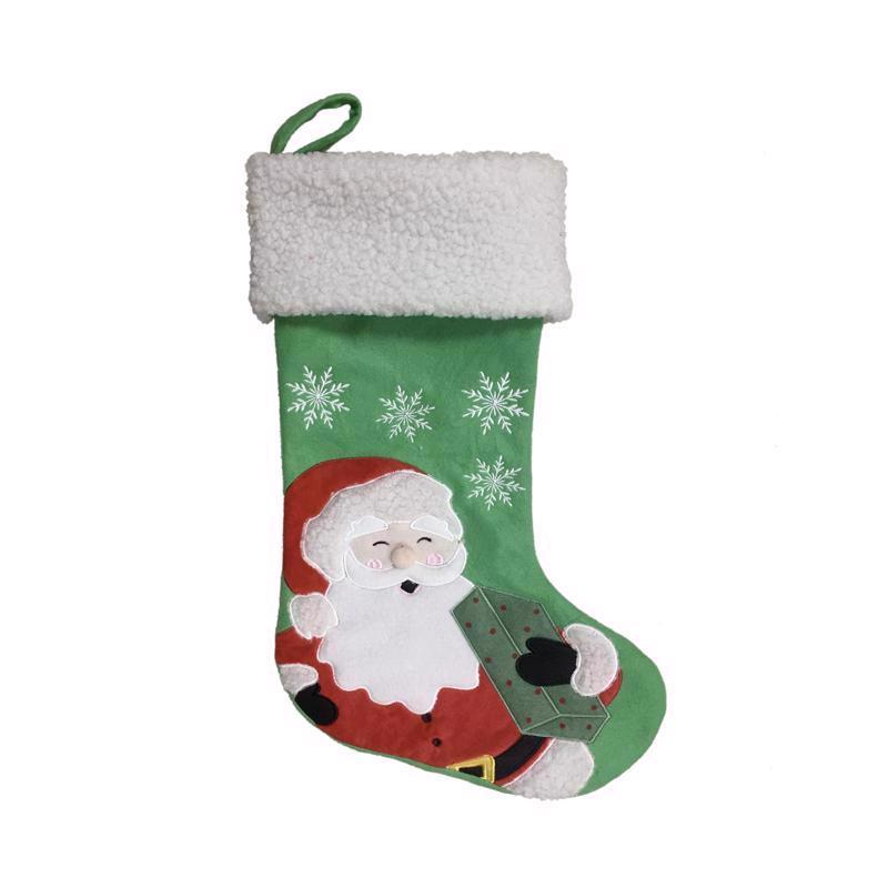 Celebrations Home Multicolored Snowflake Santa Christmas Stocking 18 in.