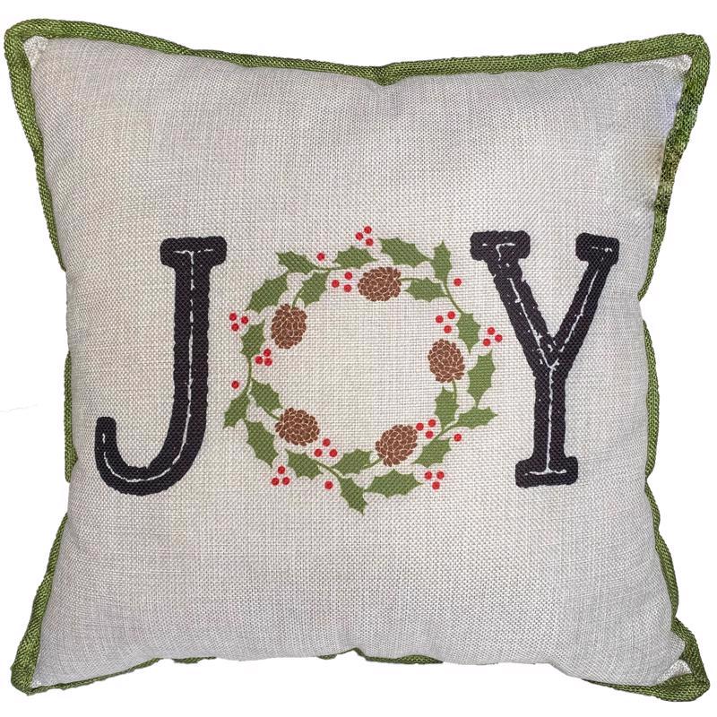 Celebrations Home Multicolored Fireside Joy Wreath Print Pillow 16 in.