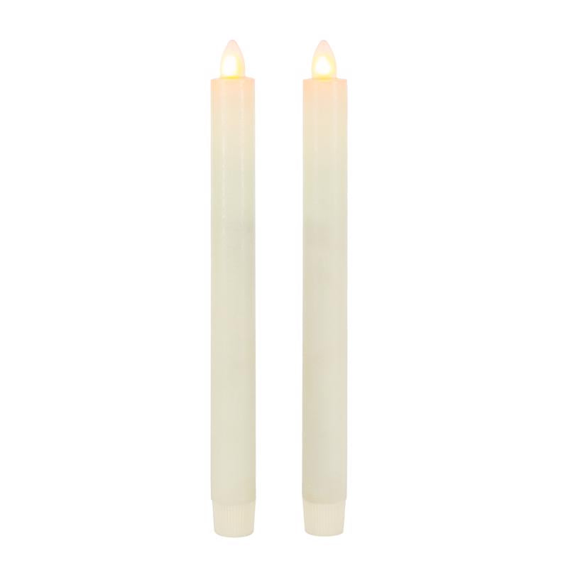 Gerson LED Bisque Aurora Flame Taper Candle 10 in.