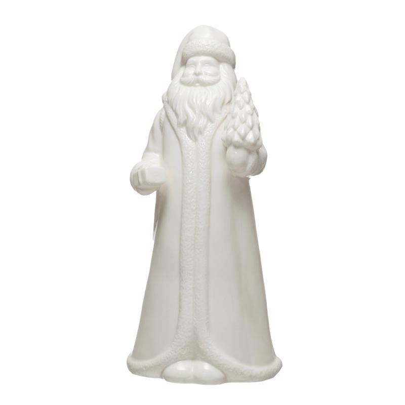 Creative Co-Op White Santa Claus Figurine 10 in.