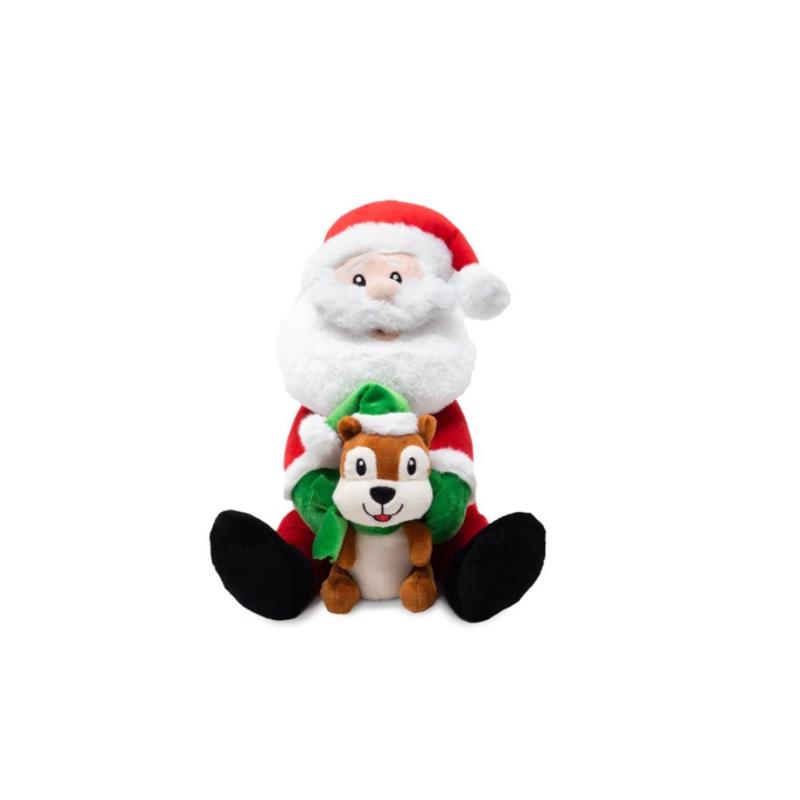 Cuddle Barn Multicolored Santa and Chipmonk Animated Decor 12 in.