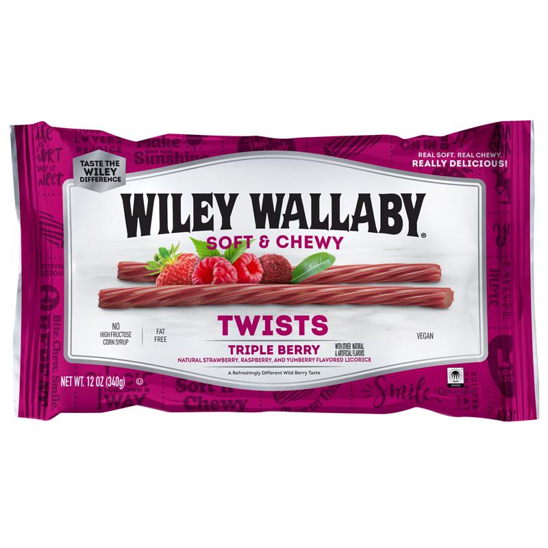 Wiley Wallaby Australian Style Strawberry/Raspberry/Yumberry Licorice Candy 12 oz