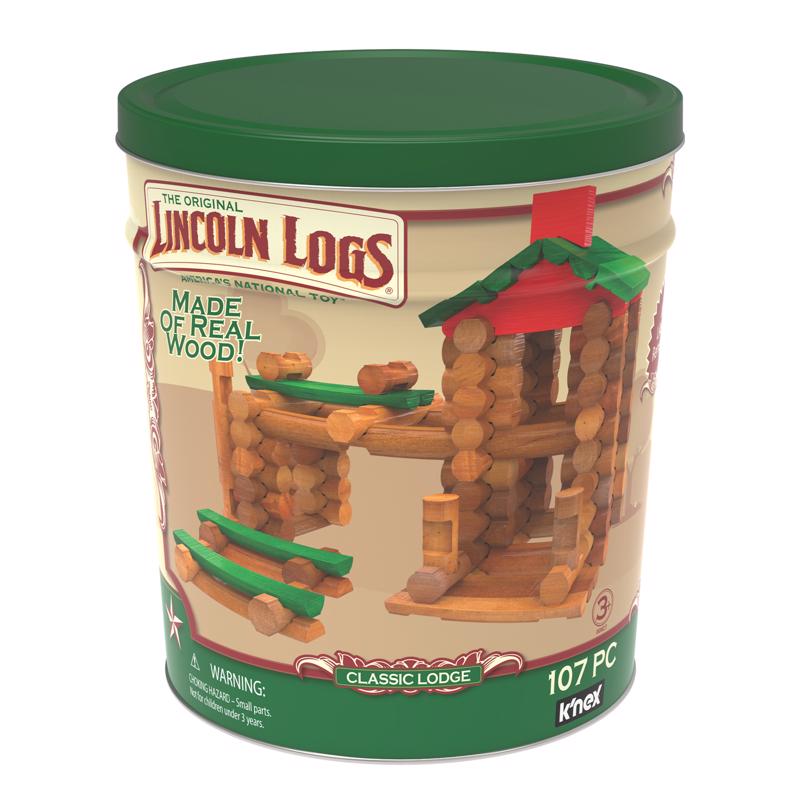 Lincoln Logs American's National Toy Classic Lodge Tin Toy Wood Multicolored 107 pc