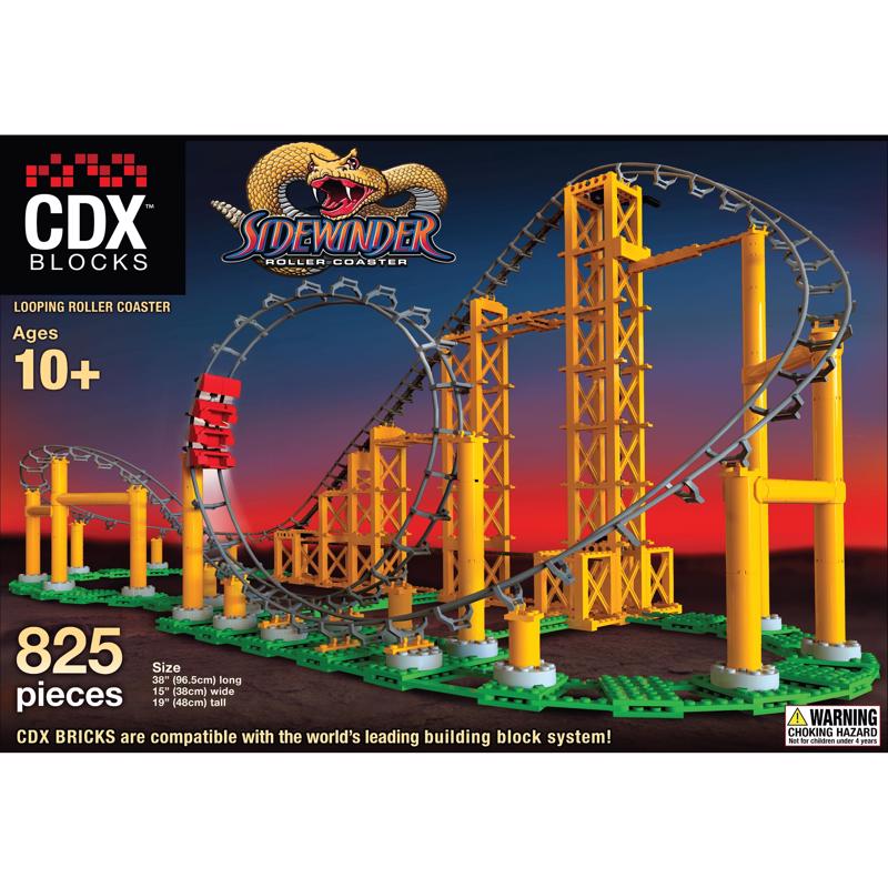 Coaster Dynamix CDX Blocks Sidewinder Roller Coaster Metal/Plastic Multicolored 825 pc