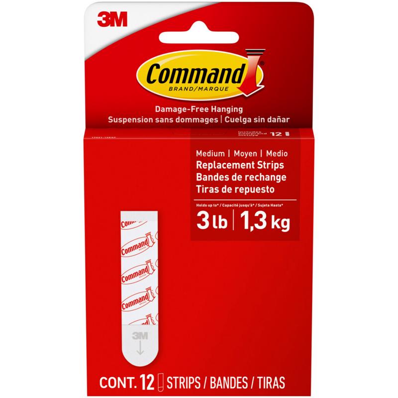 3M Command Medium Foam Refill Strips 2.75 in. L 9 pk