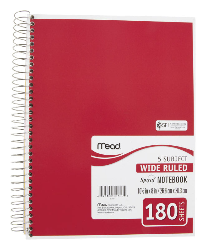Mead 8 in. W X 10-1/2 in. L Wide Ruled Spiral Assorted Notebook