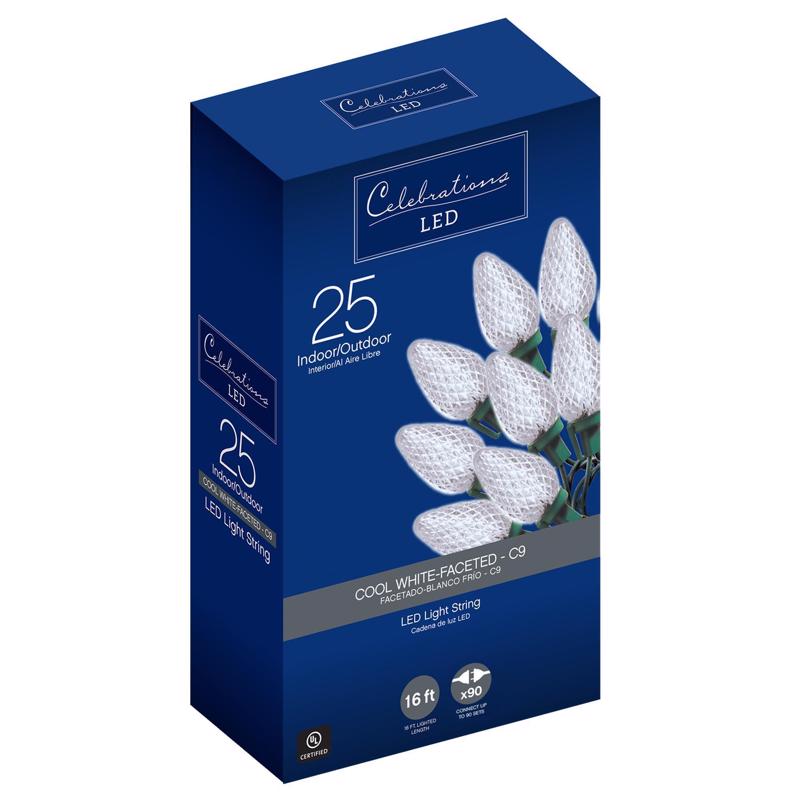 Celebrations LED C9 Cool White 25 ct String Christmas Lights 16 ft.