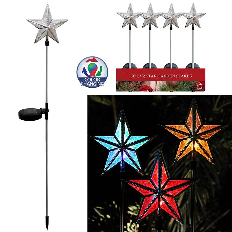Solaris LED Solar Powered Star Garden Stake 35 in. Pathway Decor