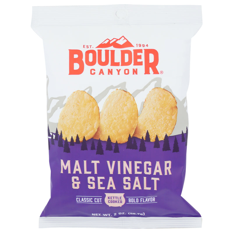 Boulder Canyon Malt Vinegar and Sea Salt Kettle Cooked Potato Chips 2 oz Pegged