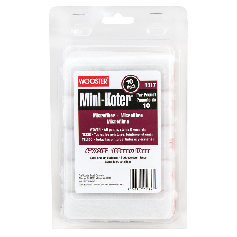 Wooster Mini-Koter Microfiber 4 in. W X 3/8 in. Mini Paint Roller Cover 10 pk