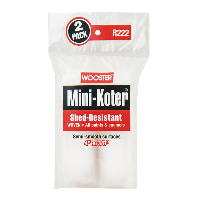 Wooster Mini-Koter Fabric 4 in. W X 3/8 in. Mini Paint Roller Cover 2 pk