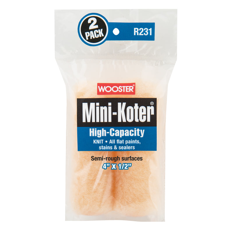 Wooster Mini-Koter Fabric 4 in. W X 1/2 in. Mini Paint Roller Cover 2 pk