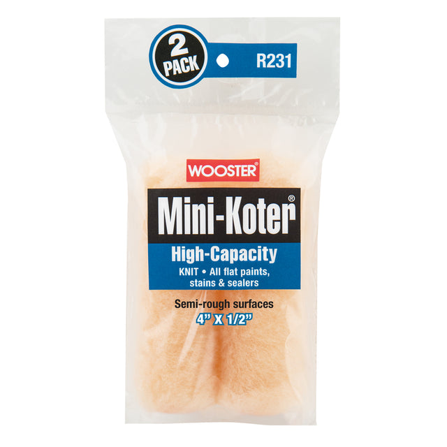 Wooster Mini-Koter Fabric 4 in. W X 1/2 in. Mini Paint Roller Cover 2 pk