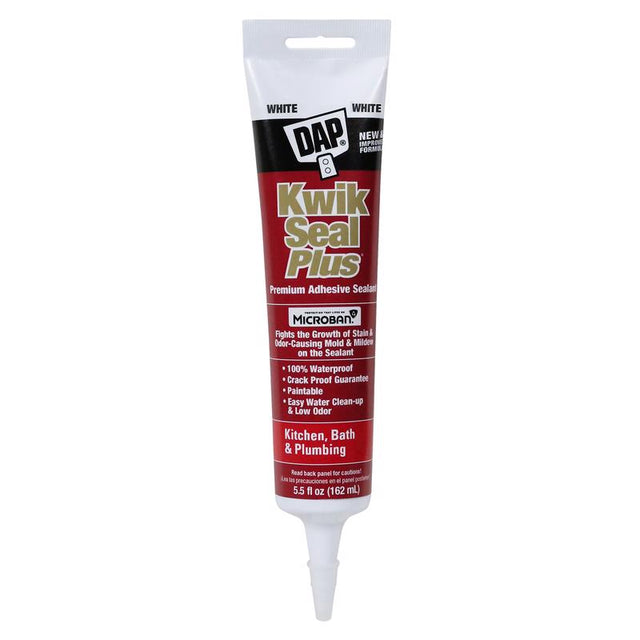 DAP Kwik Seal Plus White Siliconized Latex Kitchen and Bath Caulk 5.5 oz