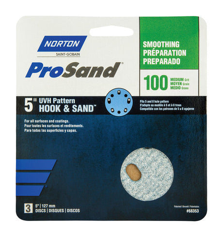 Norton ProSand 5 in. Ceramic Alumina Hook and Loop Sanding Disc 100 Grit Medium 3 pk