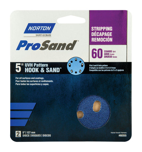 Norton ProSand 5 in. Zirconia Alumina Hook and Loop Sanding Disc 60 Grit Coarse 2 pk