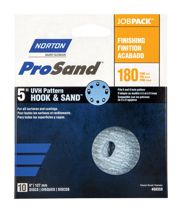 Norton ProSand 5 in. Ceramic Alumina Hook and Loop A975 Sanding Disc 180 Grit Fine 10 pk