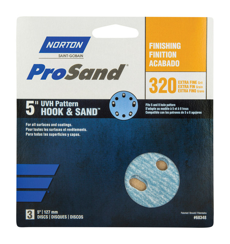 Norton ProSand 5 in. Ceramic Alumina Hook and Loop Sanding Disc 320 Grit Extra Fine 3 pk