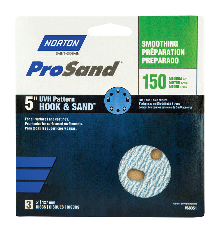 Norton ProSand 5 in. Ceramic Alumina Hook and Loop Sanding Disc 150 Grit Fine 3 pk