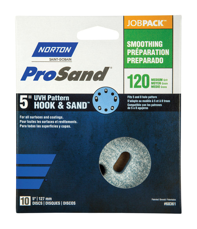 Norton ProSand 5 in. Ceramic Alumina Hook and Loop A975 Sanding Disc 120 Grit Medium 10 pk