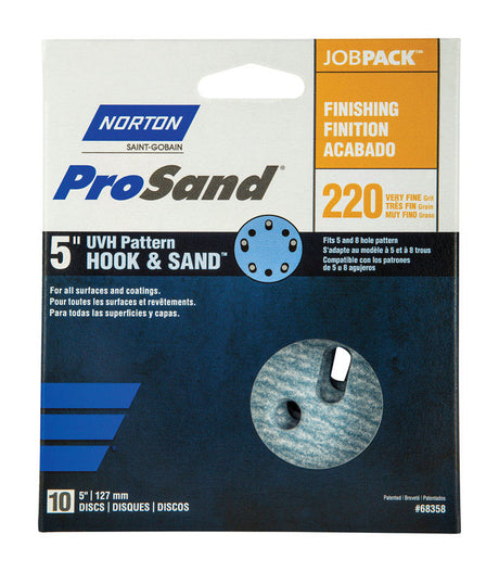 Norton ProSand 5 in. Ceramic Alumina Hook and Loop A975 Sanding Disc 220 Grit Very Fine 10 pk