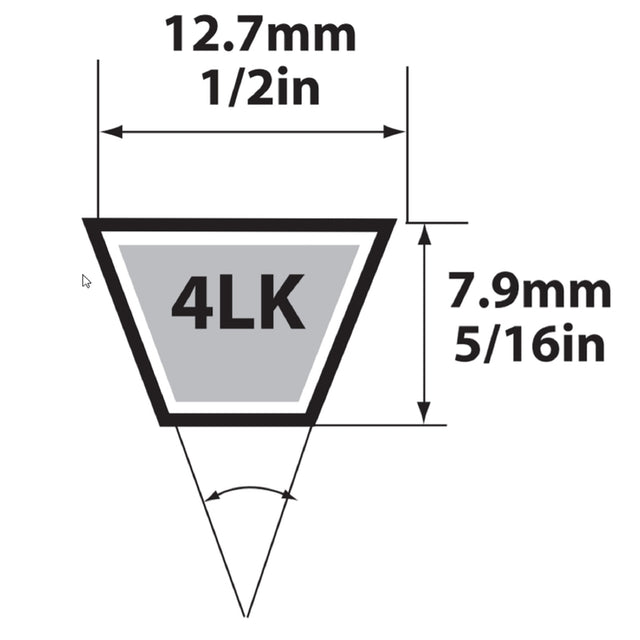 Mitsuboshi Super KB 4LK670 V-Belt 0.5 in. W X 67 in. L For Riding Mowers