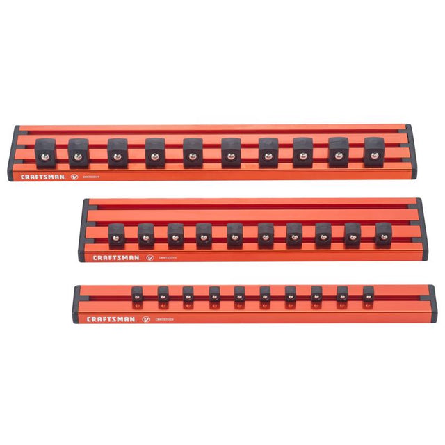 Craftsman V-Series 1/4, 3/8 and 1/2 in. drive Magnetic Socket Rail Set 3 pc