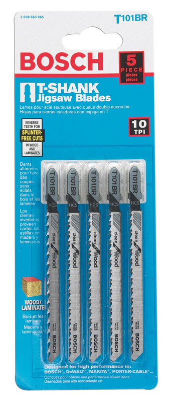 Bosch 4 in. High Carbon Steel T-Shank Jig Saw Blade 10 TPI 5 pk