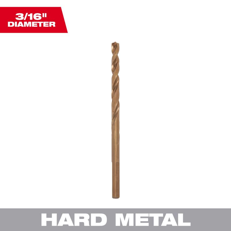 Milwaukee Red Helix 3/16 in. X 3-1/2 in. L Steel Thunderbolt Drill Bit 3-Flat Shank 1 pc