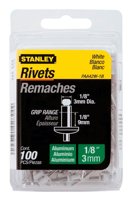 Stanley 1/8 in. D X 1/8 in. Aluminum Blind Rivets White 100 pk