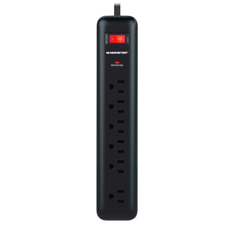 Monster Just Power It Up 4 ft. L 6 outlets Surge Protector Black 1080 J