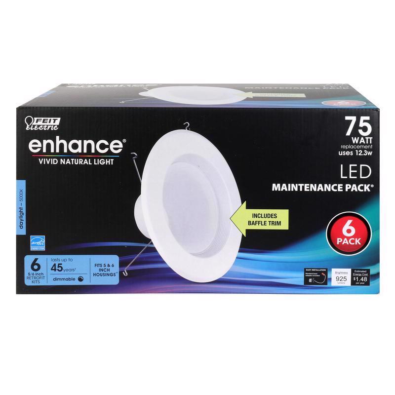 Feit Enhance White 5-6 in. W LED Dimmable Recessed Downlight 10.2 W