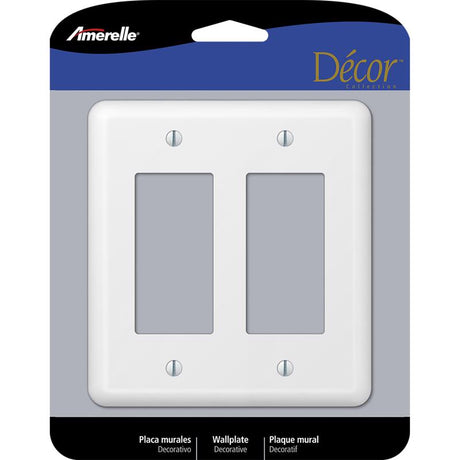 Amerelle Devon White 2 gang Stamped Steel Decorator Wall Plate 1 pk