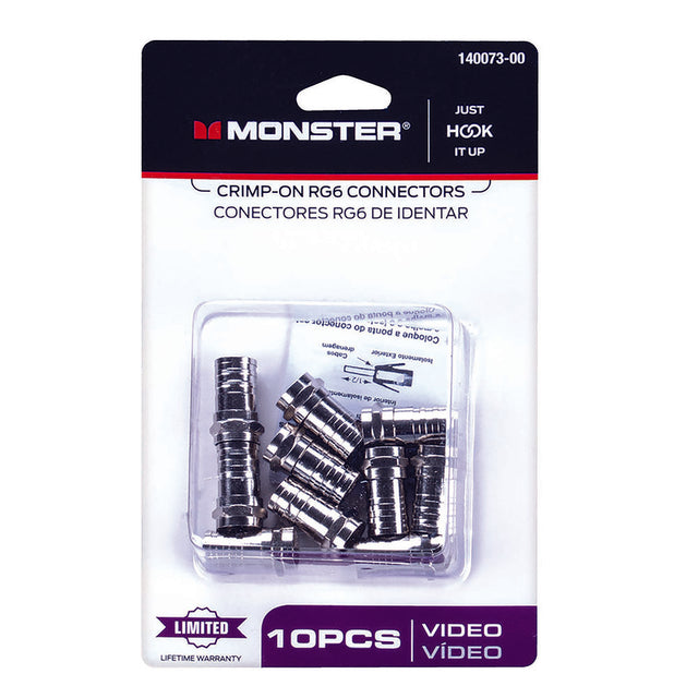 Monster Just Hook It Up Crimp-On RG6 Coaxial Connector 10 pc