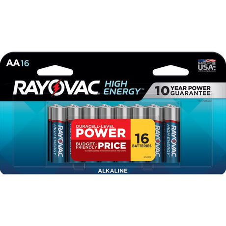 Rayovac High Energy AA Alkaline Batteries 16 pk Carded