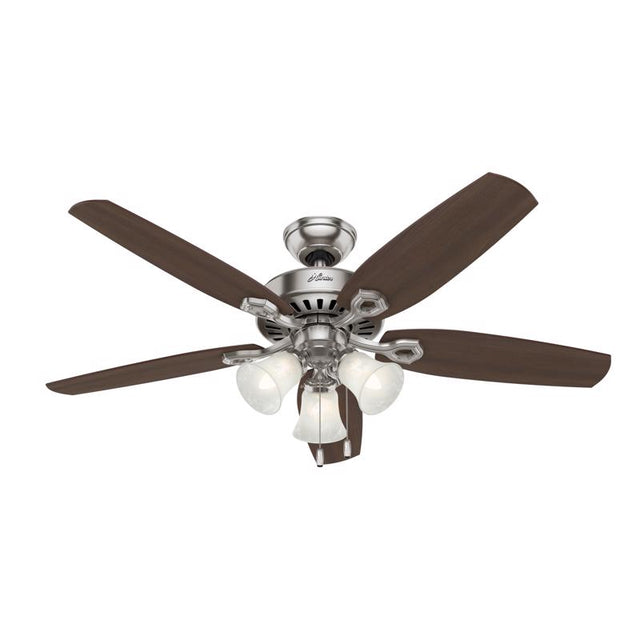 Hunter Builder Plus 52 in. Brushed Nickel Brown LED Indoor Ceiling Fan