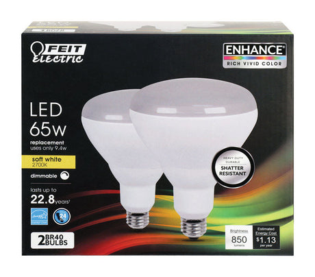 Feit Enhance BR40 E26 (Medium) LED Bulb Soft White 65 Watt Equivalence 2 pk