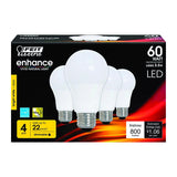 Feit A19 E26 (Medium) LED Bulb Bright White 60 Watt Equivalence 4 pk