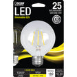 Feit G25 E26 (Medium) LED Bulb Soft White 25 Watt Equivalence 1 pk