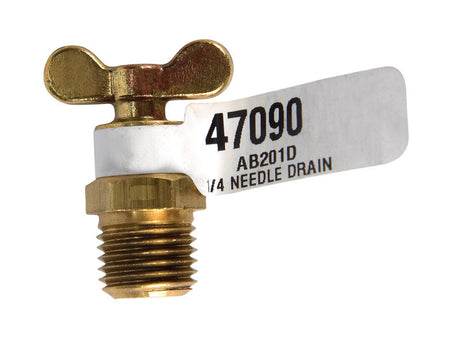 JMF Company 1/4 in. Brass Needle Drain Valve