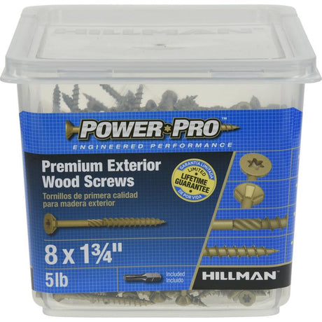 HILLMAN Power Pro No. 8 in. X 1-3/4 in. L Bronze Star Flat Head Premium Deck Screws 5 lb 877 pk