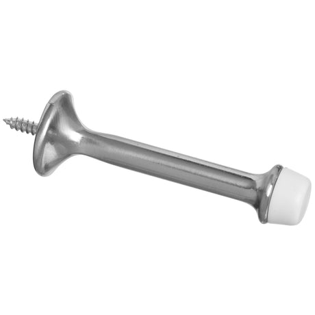 National Hardware Zinc w/Rubber Tip Satin Nickel Silver Rigid Door Stop Mounts to wall