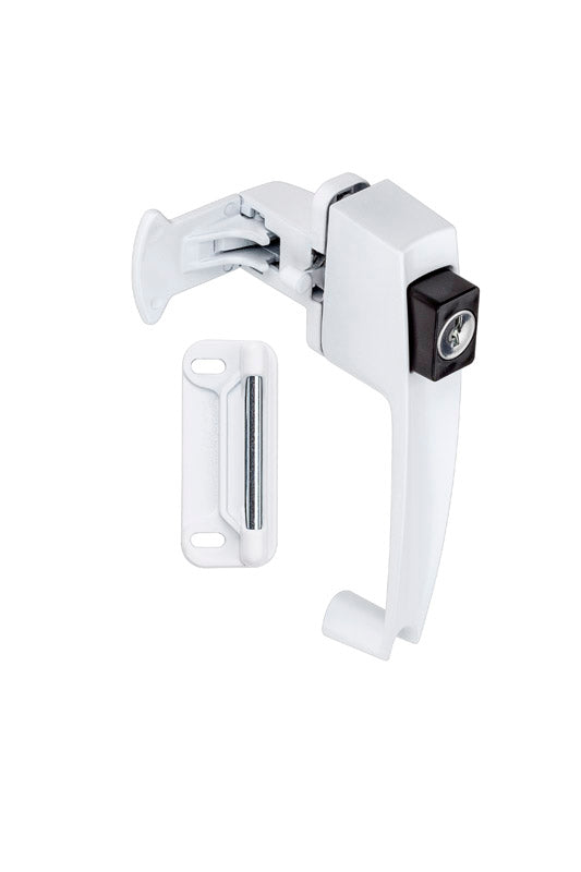 National Hardware White Zinc Push Button Keyed Latch 1 pk