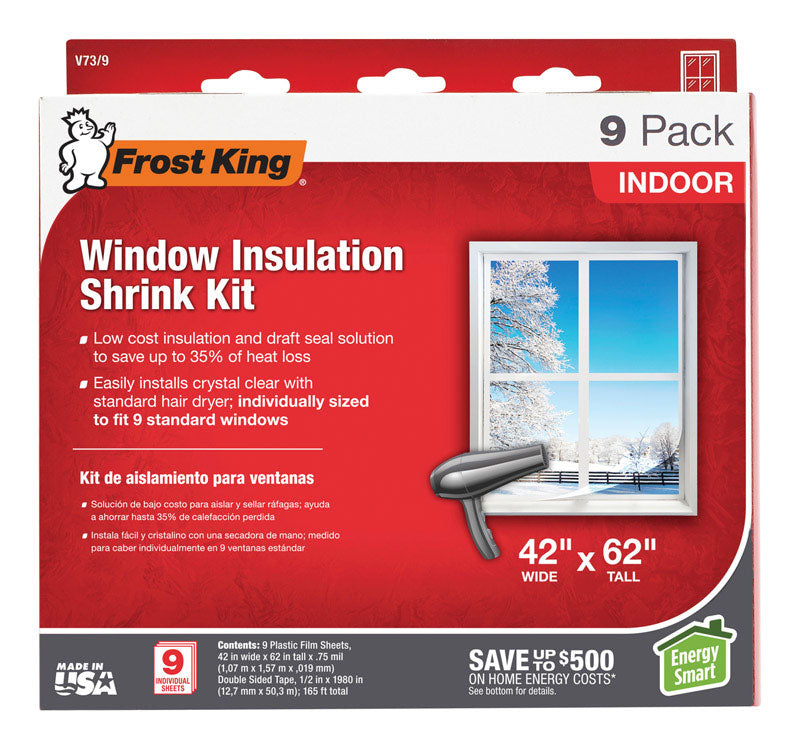 Frost King Clear Shrink Indoor Window Film Insulator Kit 42 in. W X 62 in. L