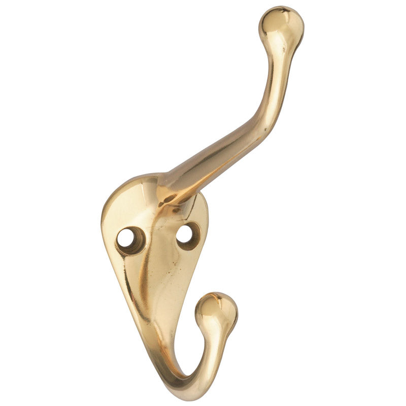 National Hardware 2 in. L Bright Brass Solid Brass Coat/Hat Hook 75 lb. cap. 1 pk