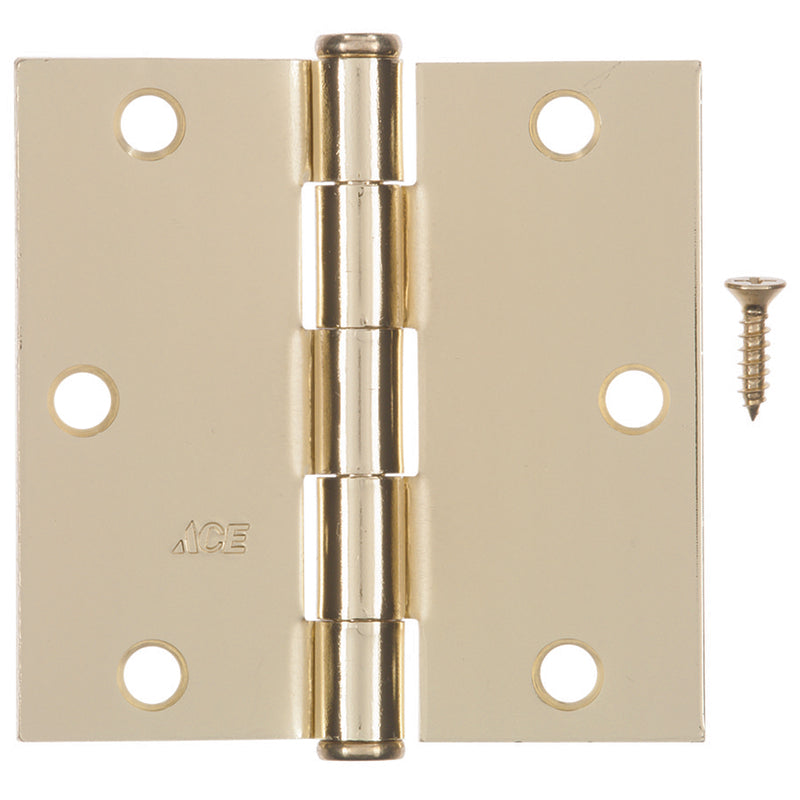 Hampton 3-1/2 in. L Bright Brass Residential Door Hinge 12 pk