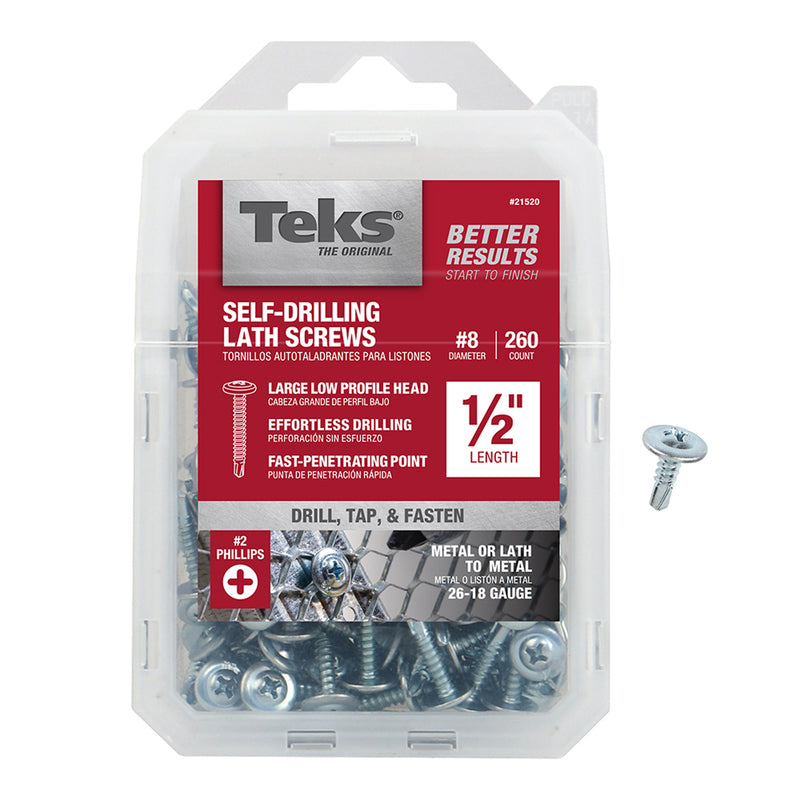 Teks No. 8 X 1/2 in. L Phillips Truss Head Lath Screws 260 pk