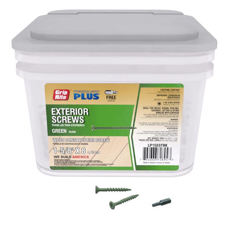 Grip-Rite PrimeGuard Plus No. 8 wire X 1-5/8 in. L Green Star Flat Head Deck Screws 25 lb