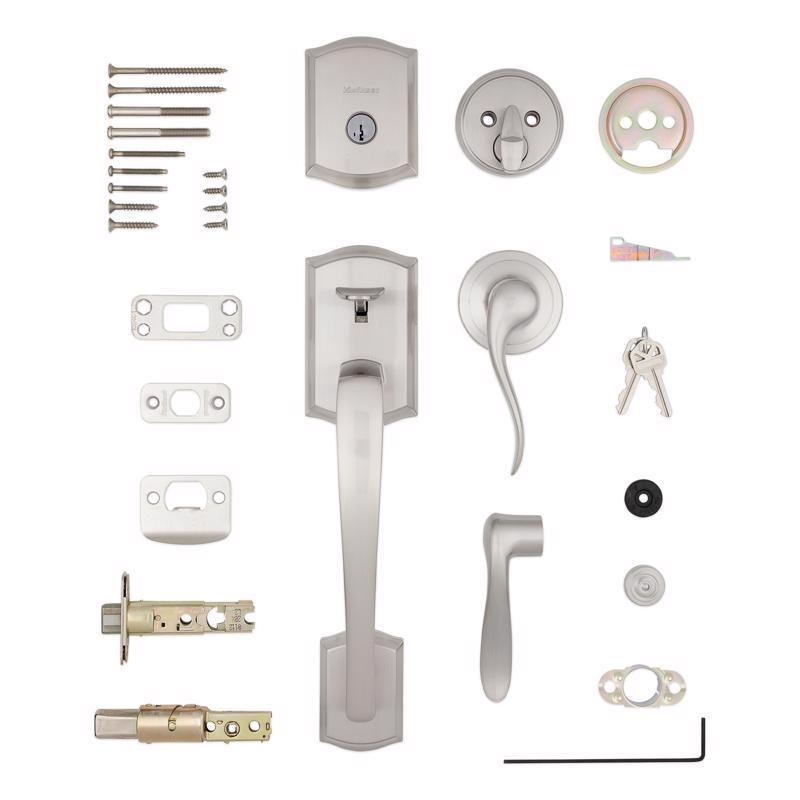 Kwikset Prescott Satin Nickel Entry Handleset 1-3/4 in.