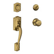 Schlage Camelot, Accent Antique Brass Entry Handleset 1-3/4 in.